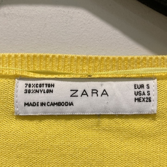 ZARA Yellow Long Sleeve V Neck Sweater - Picture 11 of 12
